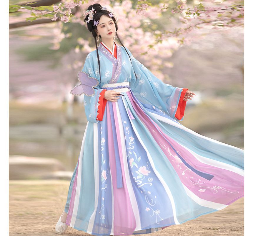 Francoix - Hanfu-kostuumset met lange mouwen en kleurblokken