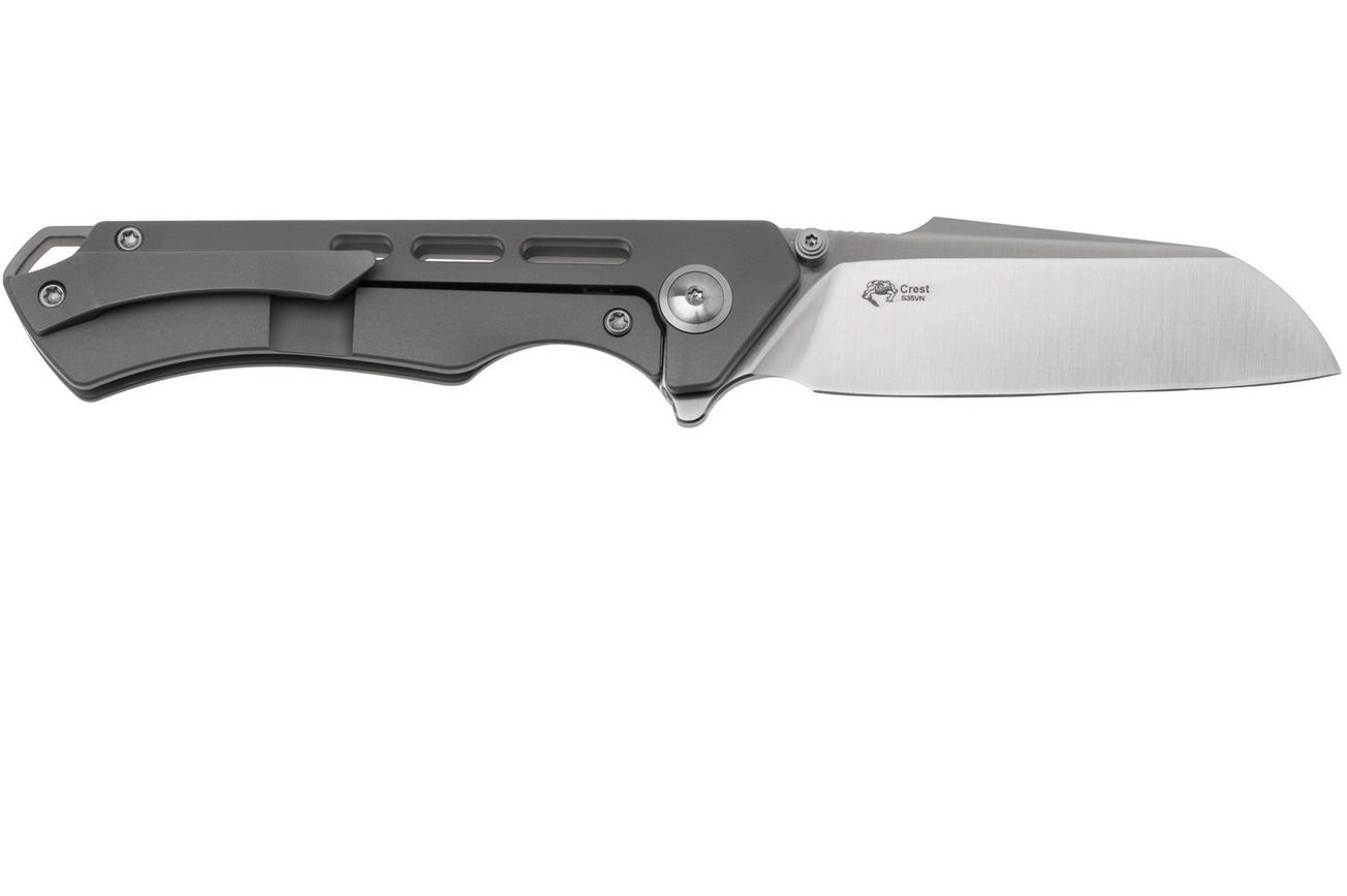 Kizer Crest Ki3714A1 Satin S35VN, Titanium zakmes, Gecko Customz Knifeworks design