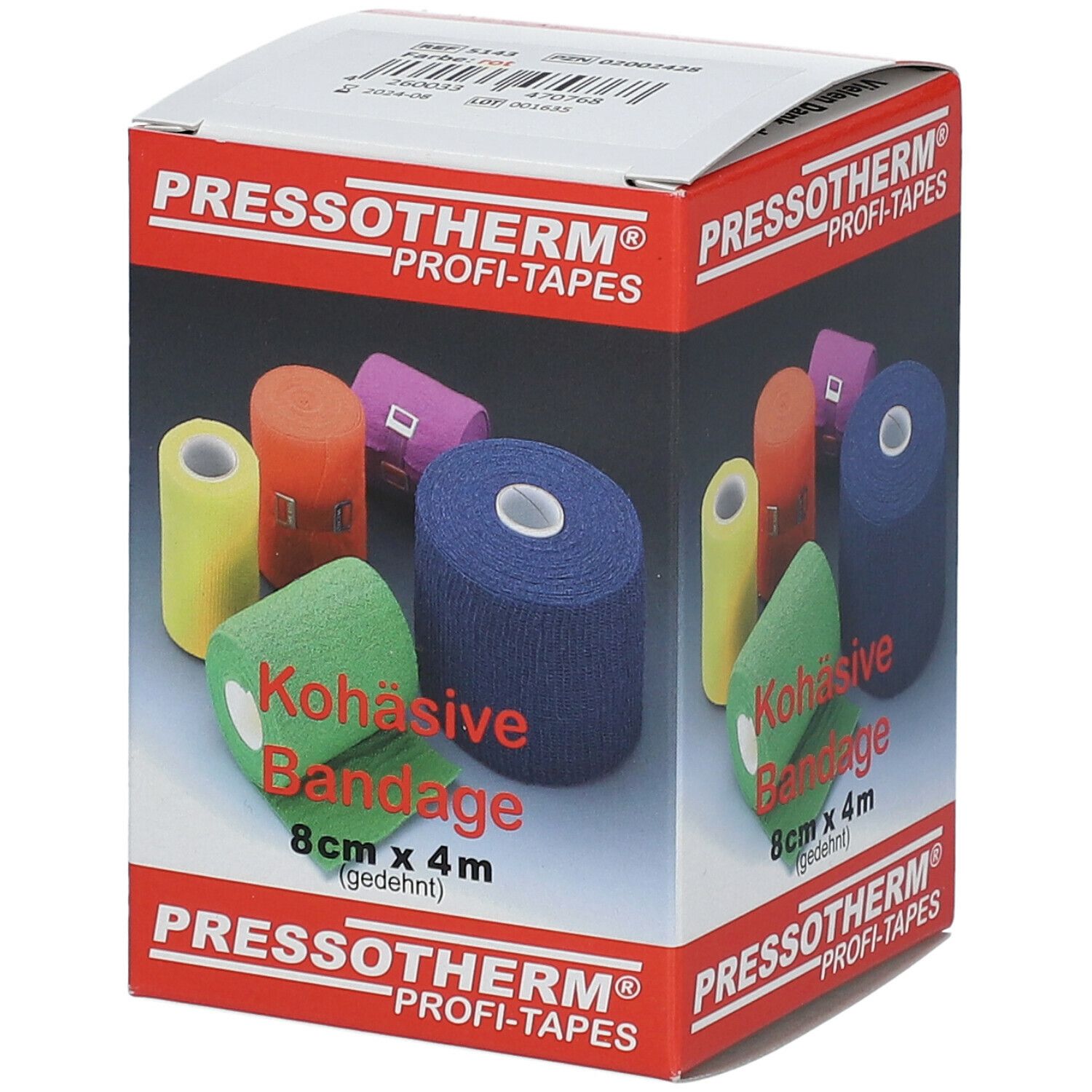 Pressotherm® Kohäsive Bandagen 8 cm x 4 m rot