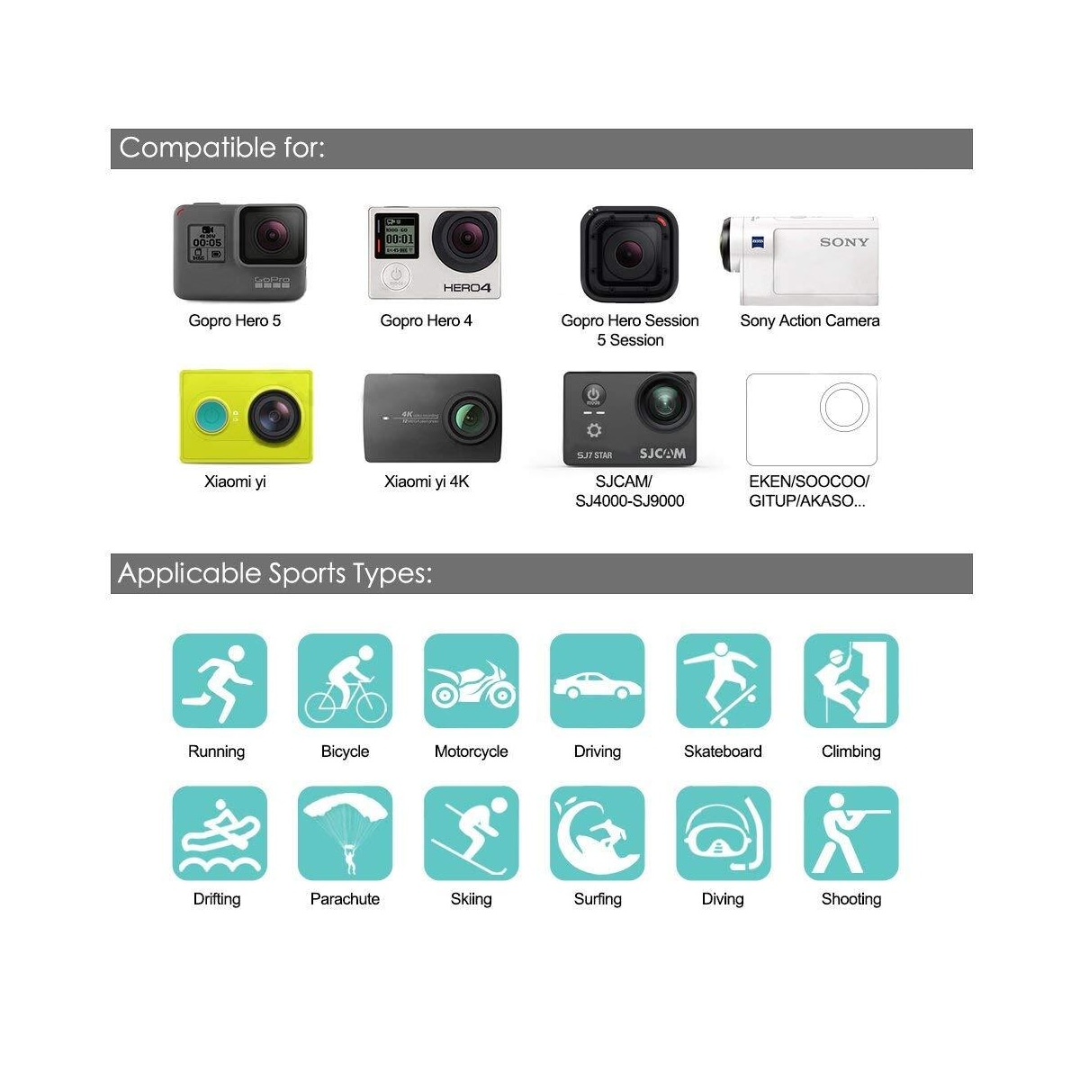 Tilbehørssett for GoPro Hero - 50 deler