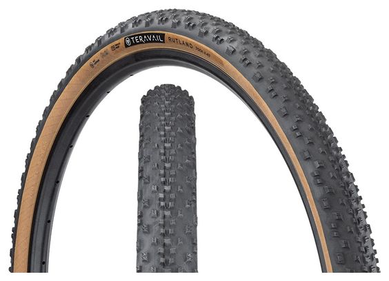 Pneu Gravel Teravail Rutland 700 mm Tubeless Ready Souple Durable Bead-to-Bead Flancs Beiges Tan