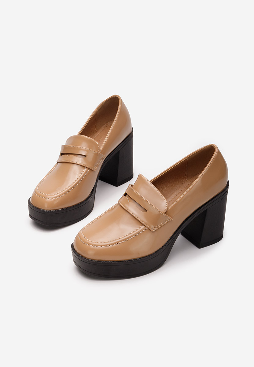 Mocassins à talon et plateforme beige Meilani