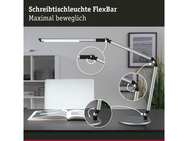 Paulmann Schreibtischleuchte LED 3-Step-Dim Silber Dimmbare Schreibtischleuchte