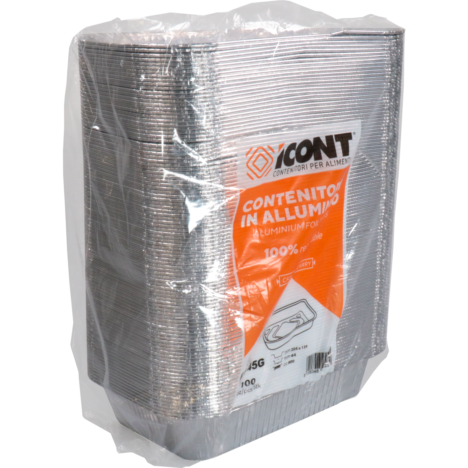 Bak, Aluminium, 750ml, 197x132x48mm, zilver