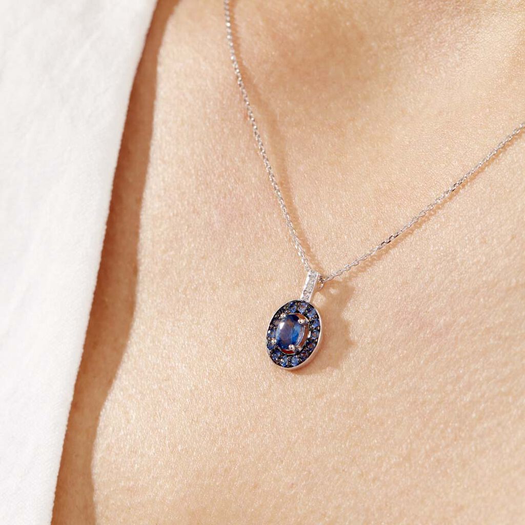 Collier Leona Or Blanc Saphir Diamant