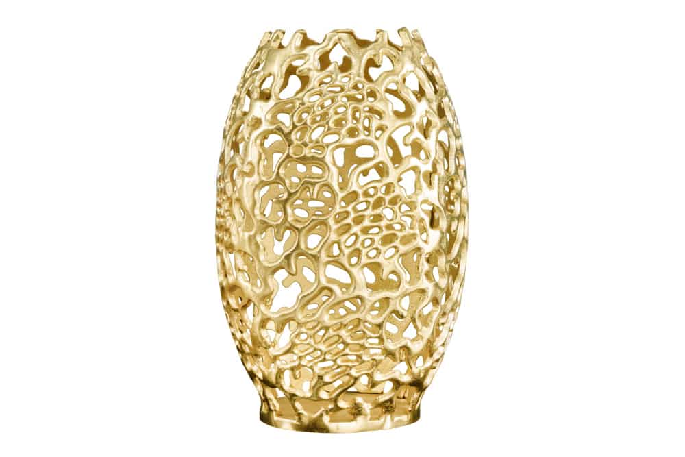 Filigrane Design Vase ABSTRACT LEAF gold 50cm Handarbeit
