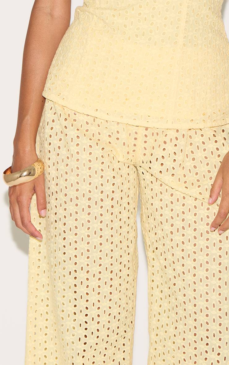 Citron Ensemble Pantalon Taille Mi-haute Brodé