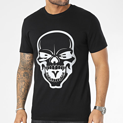 Tee Shirt Skull Noir Argent