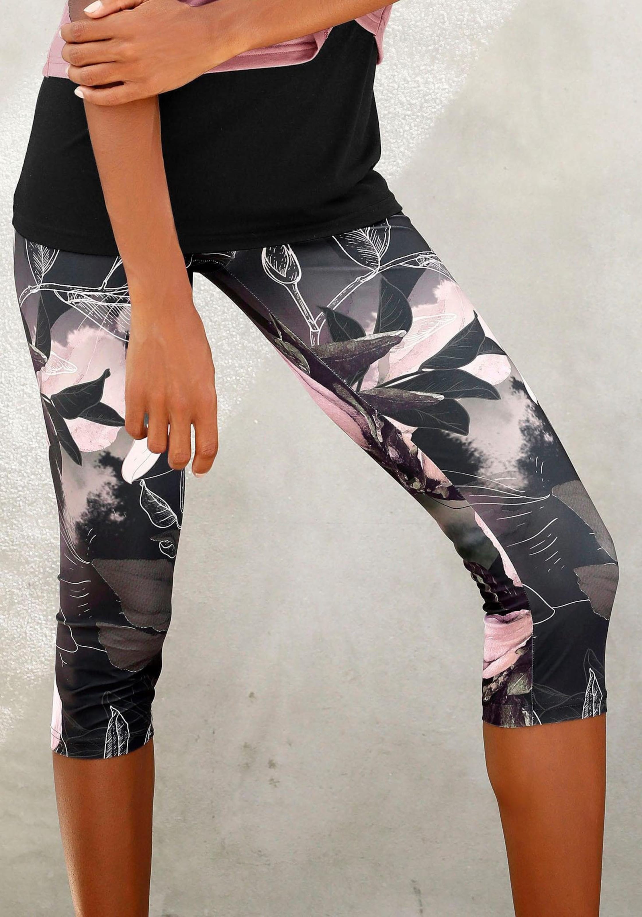 LASCANA ACTIVE Caprileggings in khaki-gemustert-hellrosa