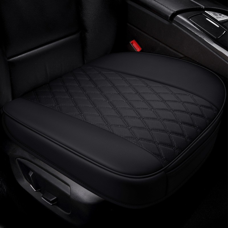 (53x52cm) Universal Leder Auto Sitz Überzug Rutschfeste Vordersitz Unterlage mit Tasche - Schwarz