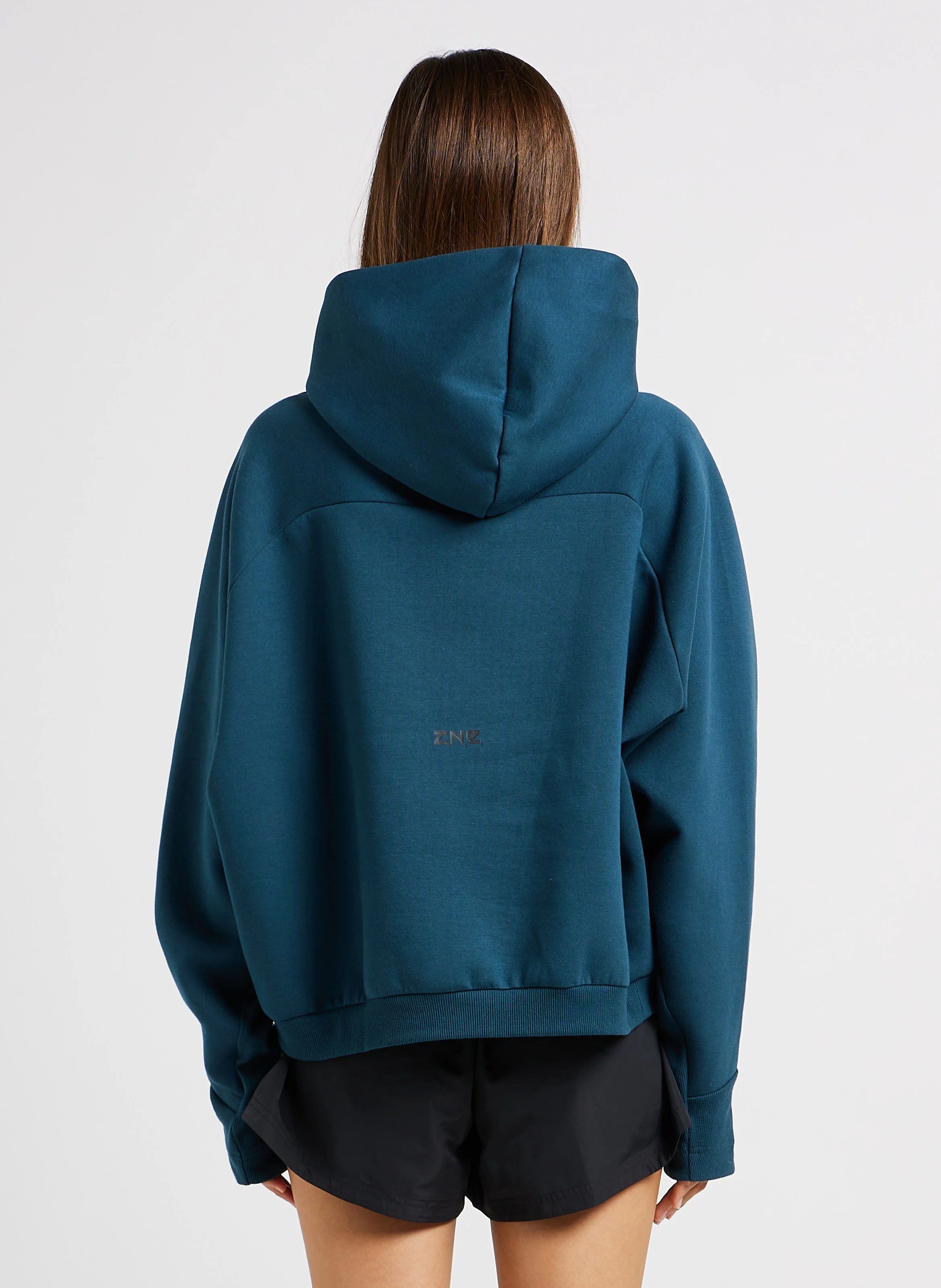 Veste col rond à capuche| Bleu