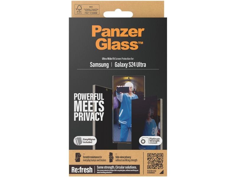 Panzerglass Displayschutz Ultra Wide Fit Privacy Galaxy S24 Display-Schutzfolie für das Samsung Galaxy S24 Ultra mit Applicator