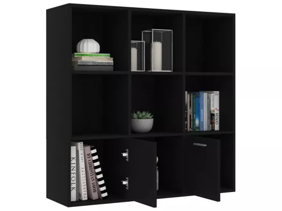 Bibliothèque Noir 98x30x98 cm Aggloméré
