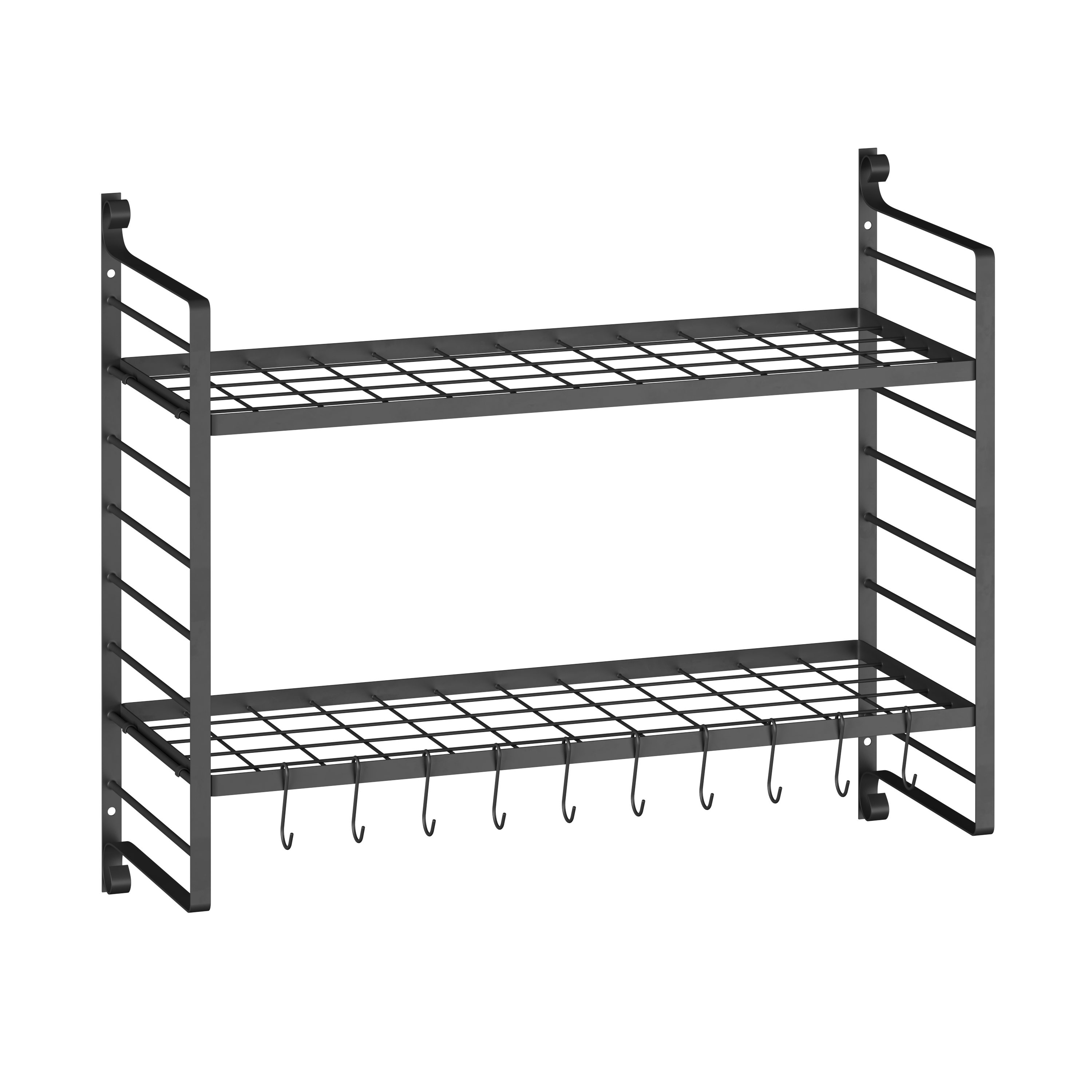 Wandregal Topfregal Eisen 76 x 30 x 62 cm schwarz