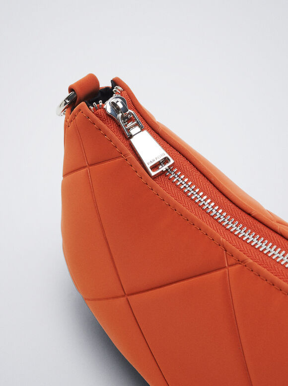 Bolsa de ombro acolchoada com corrente - Laranja