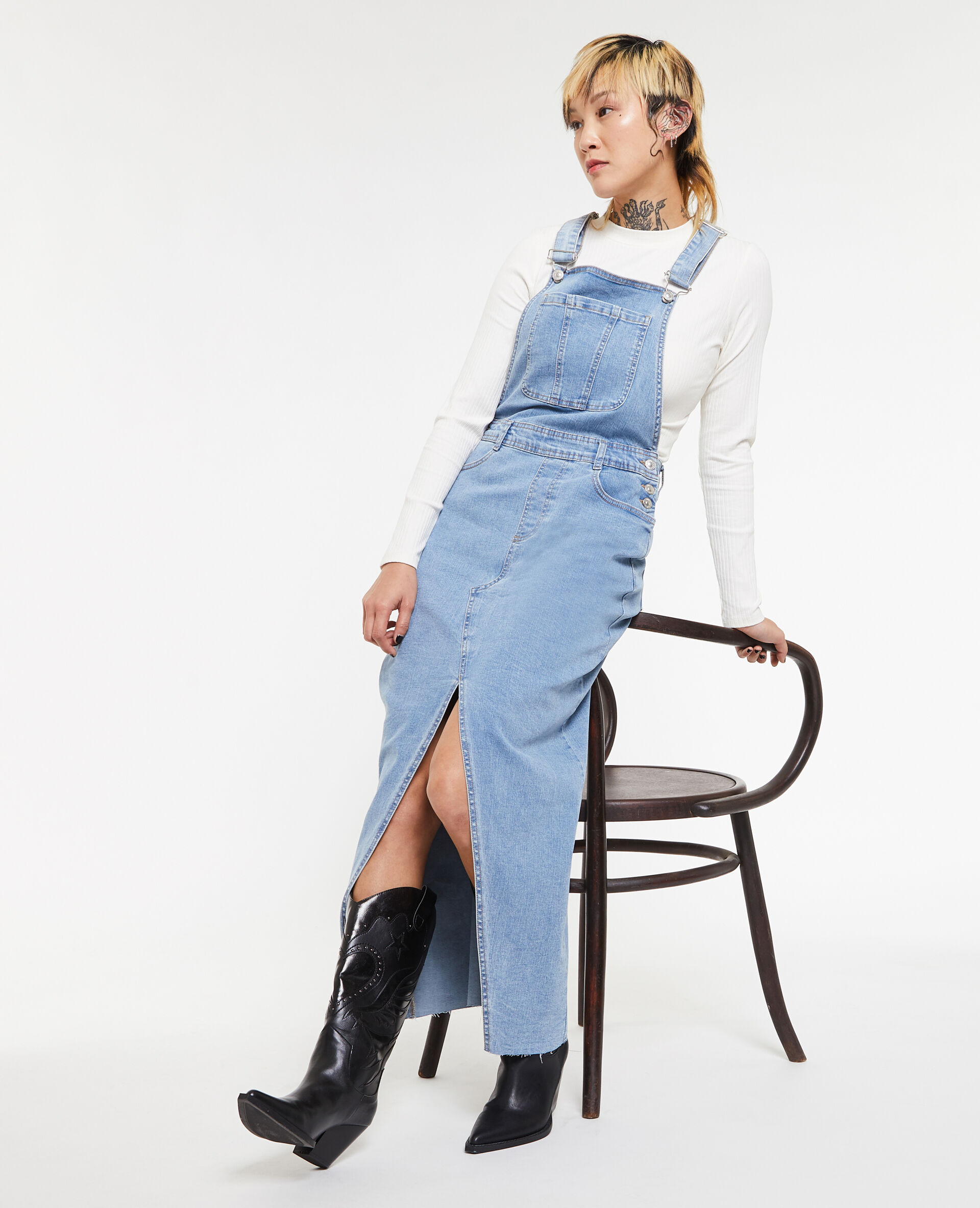 Robe salopette en jean - Bleu