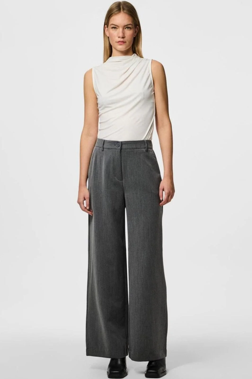 Pieces Pckamil Wide Pant 4673961 dark grey melange