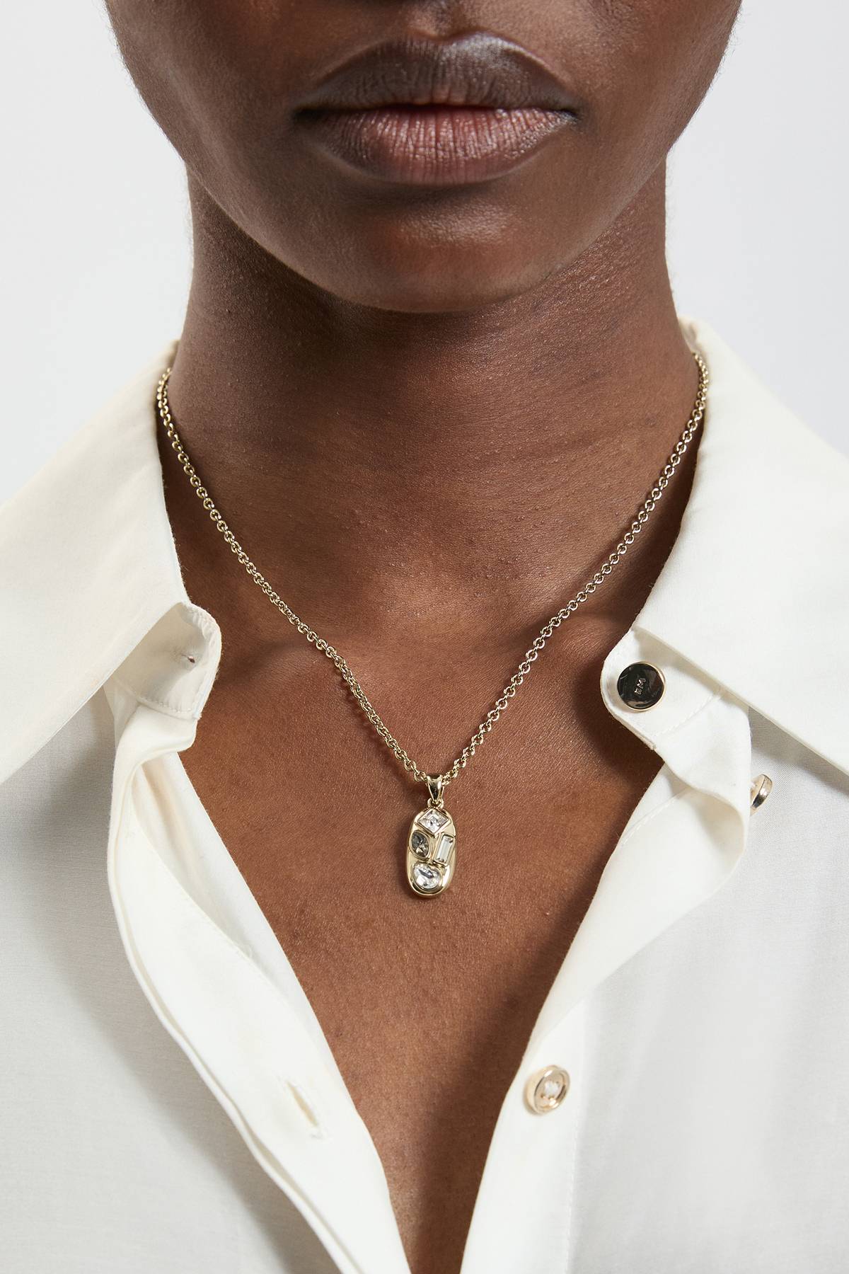 KarenMillen Collier Pendentif Galet De Cristal