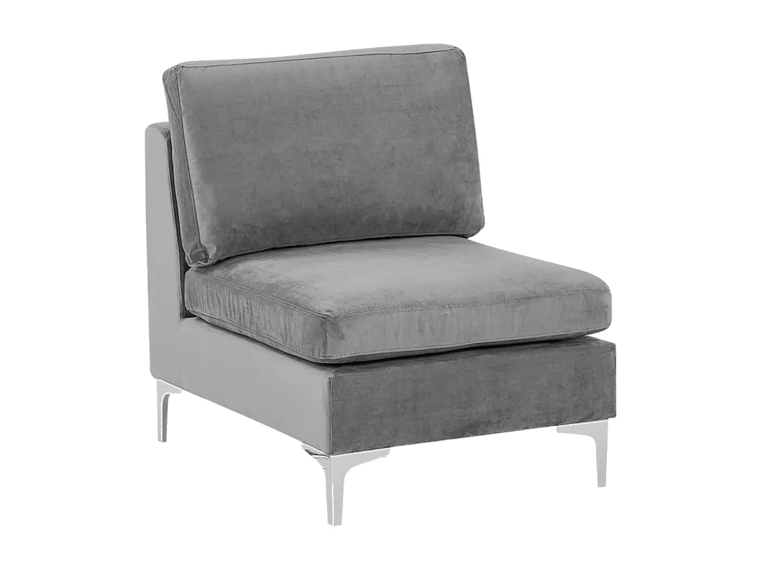 Canapé modulable 3 places en velours gris avec pouf ottoman EVJA