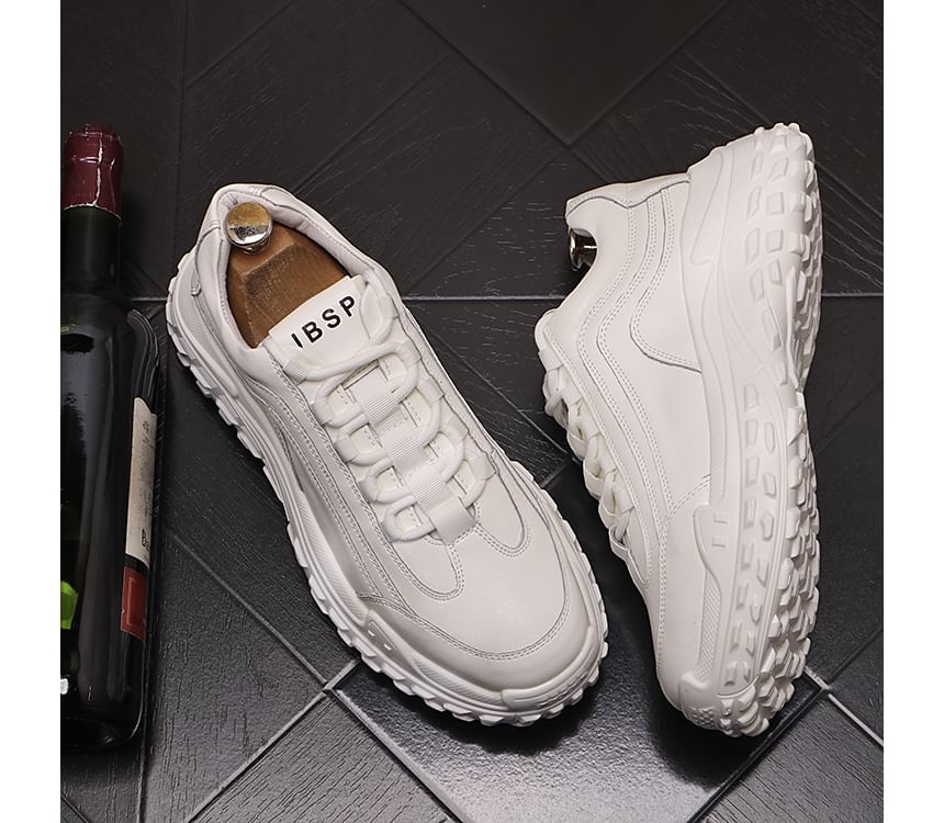 Mr Ozera - Platform-sneakers van imitatieleer met vetersluiting