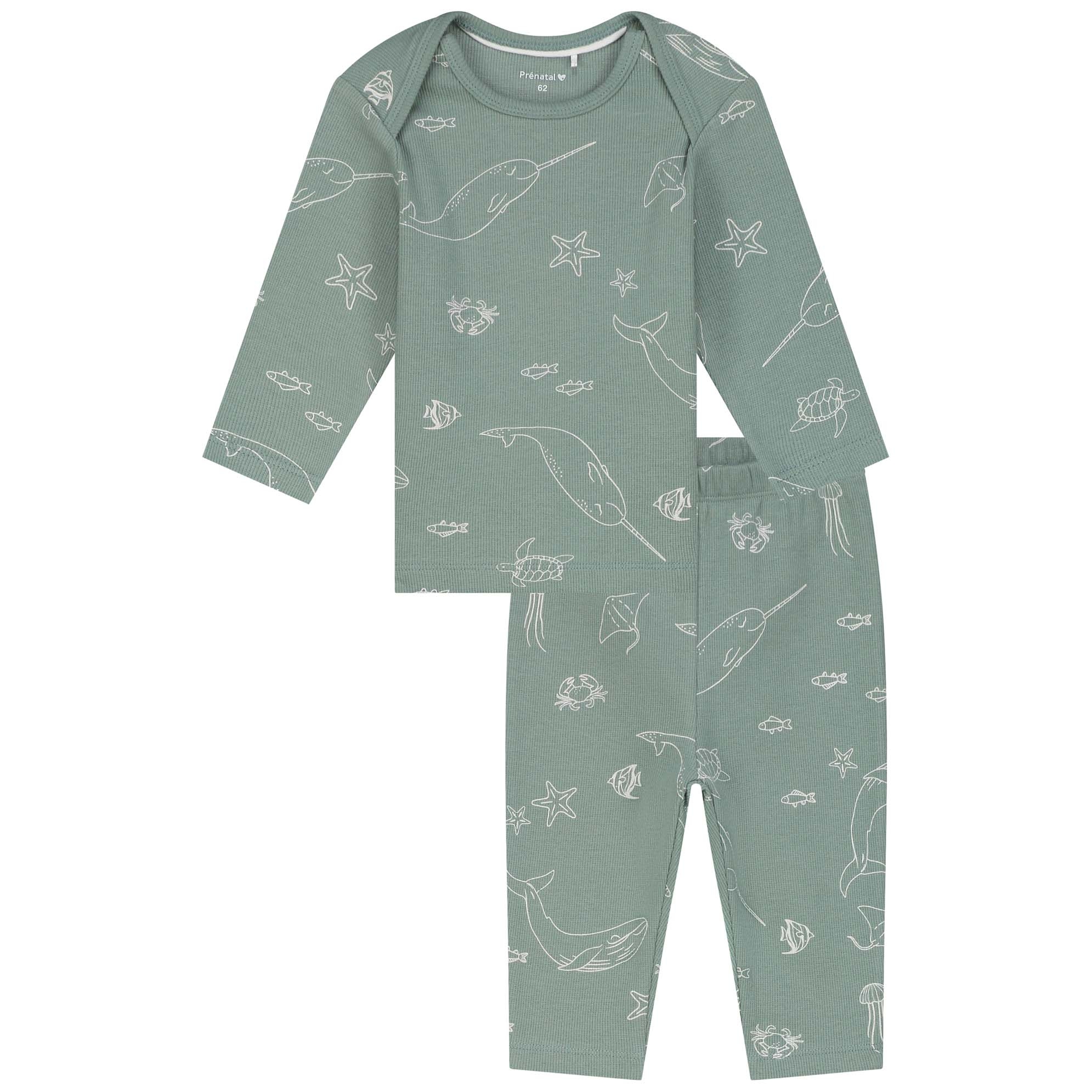 Prénatal baby pyjama onderwater rib groen
