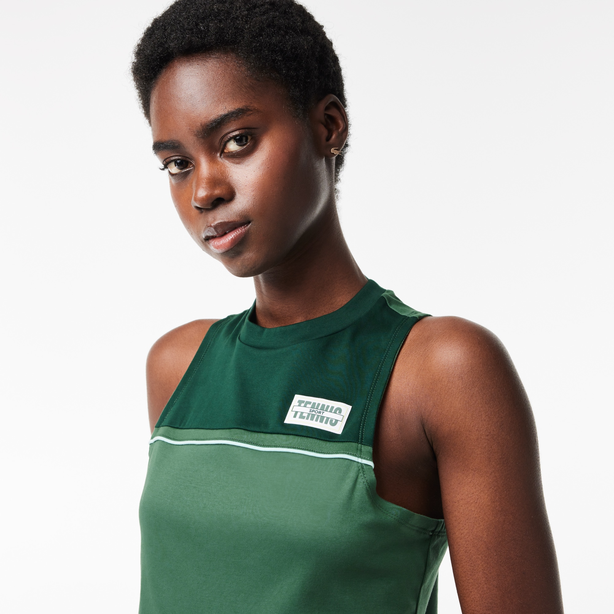T-shirt Sport contrasté en coton stretch T-Shirts - Vert - Lacoste - Femme