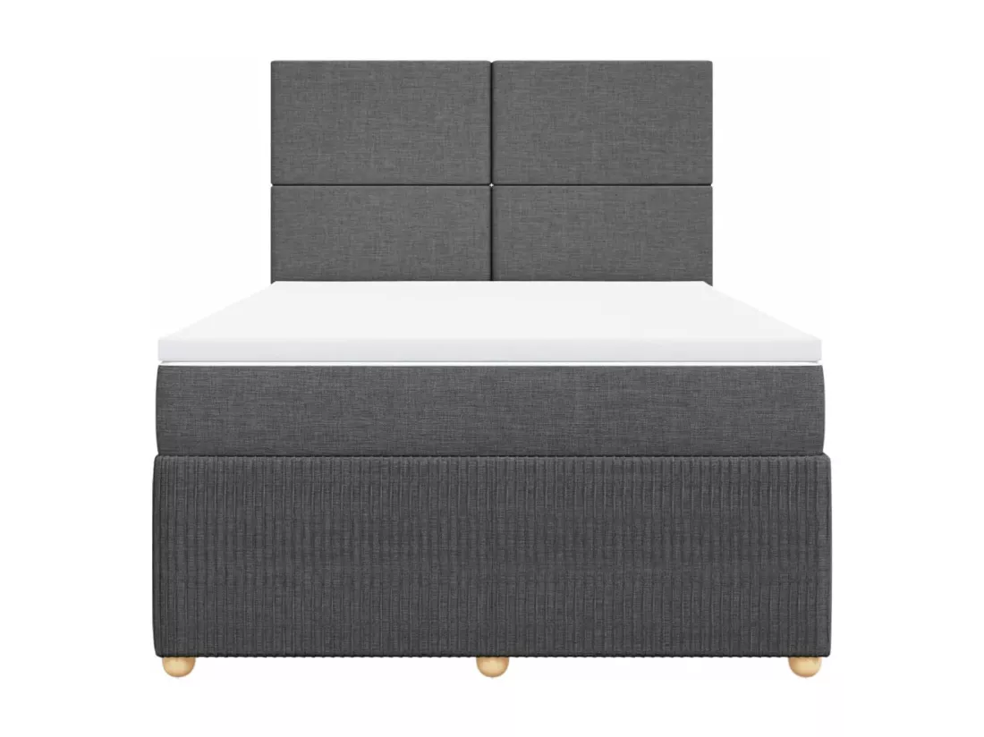Sommier à lattes de lit avec matelas Gris foncé 160x200cm Tissu