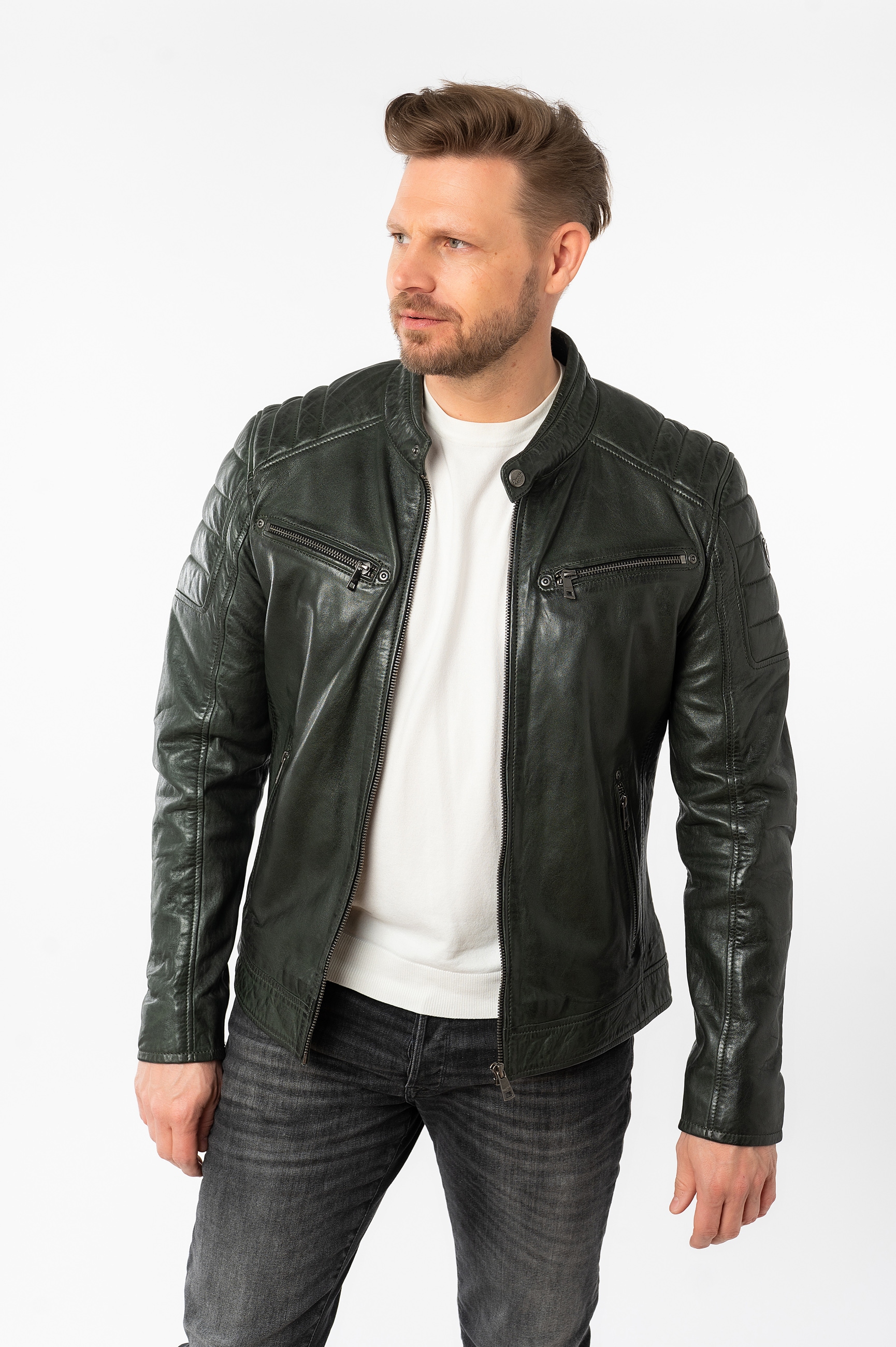 Mauritius Lederjacke »MMDerry« mit Stehkragen mit Druckknopf