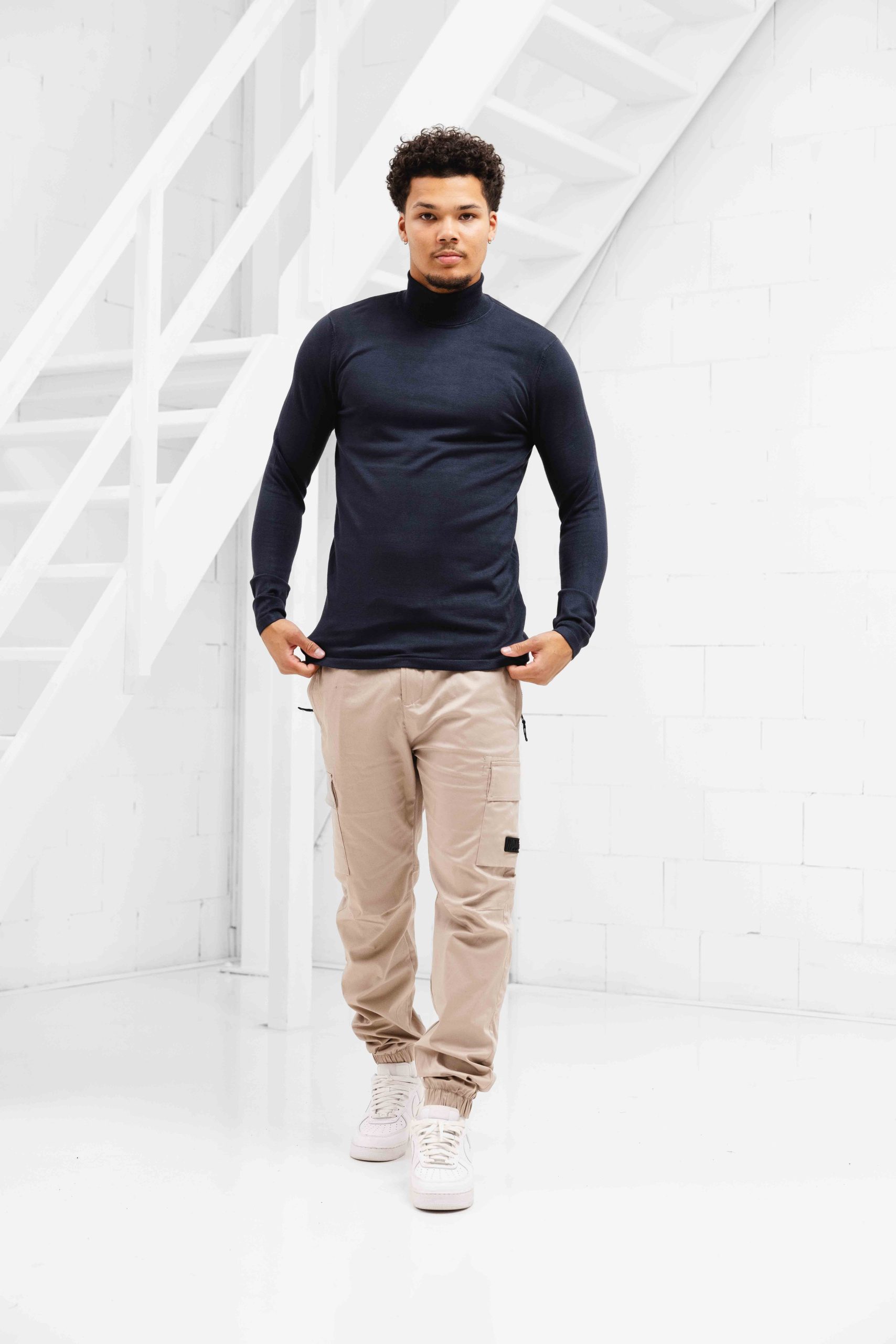 Pure Path Essential Knitwear Turtleneck Sweater Heren Donkerblauw