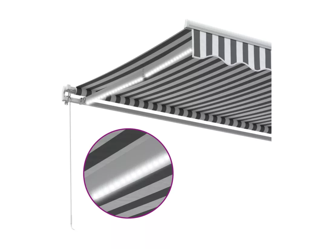 Auvent manuel rétractable avec LED anthracite blanc 450x350 cm