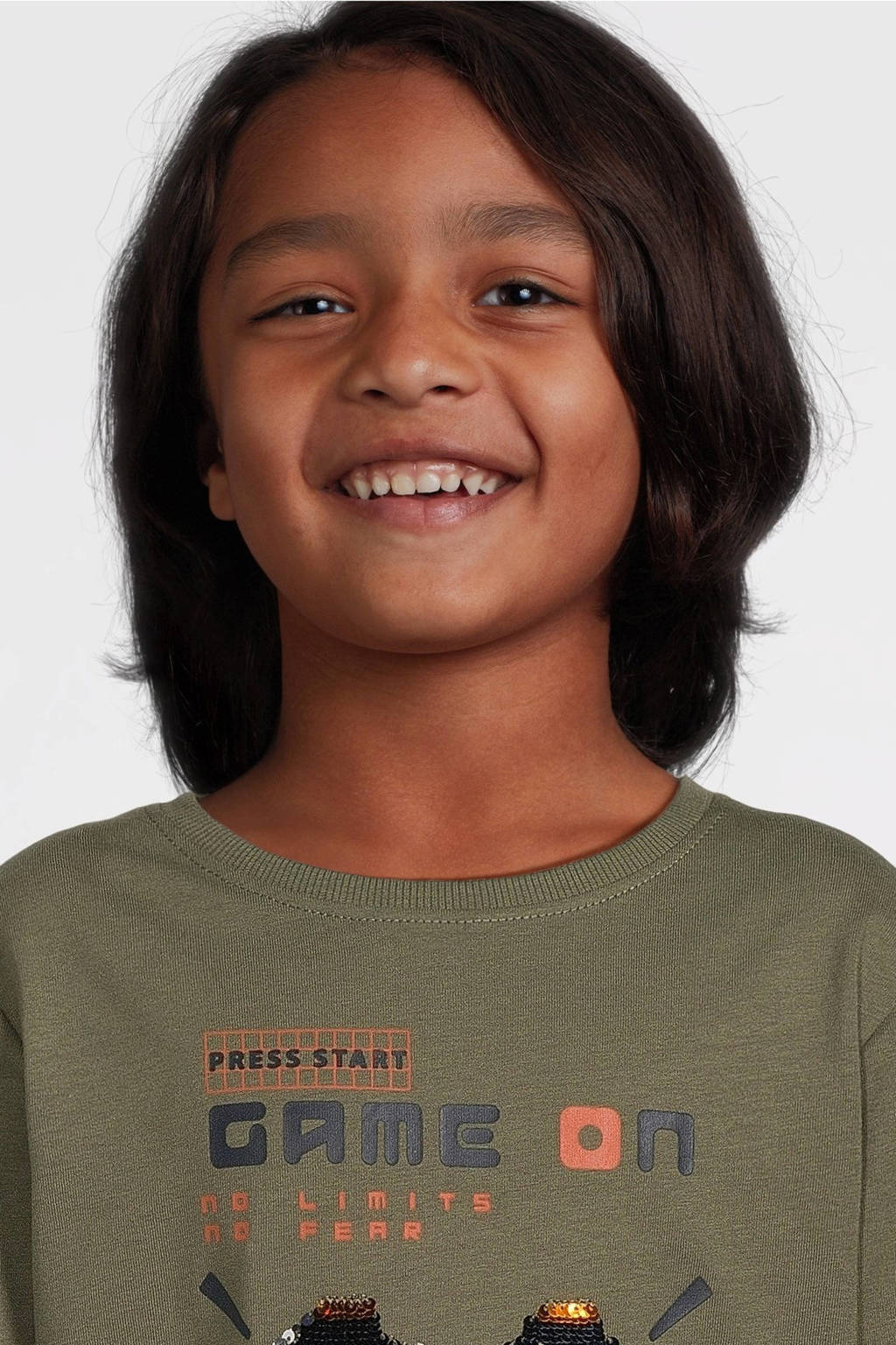NAME IT longsleeve NKMOPASTAR met printopdruk groenbruin