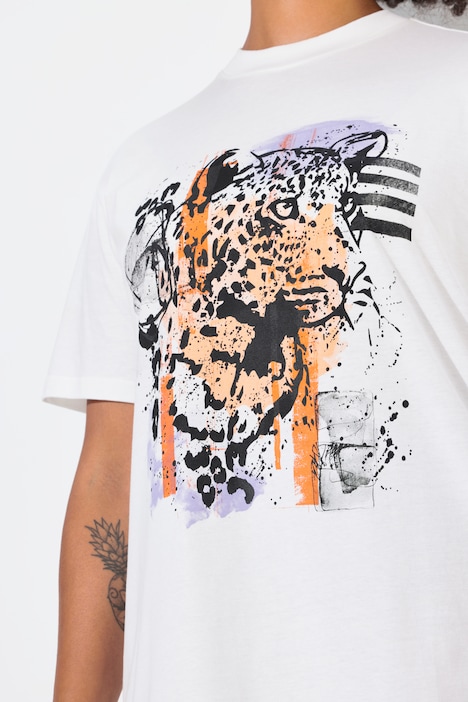 T-Shirt, Boxy Fit, Leo-Druck, Halbarm