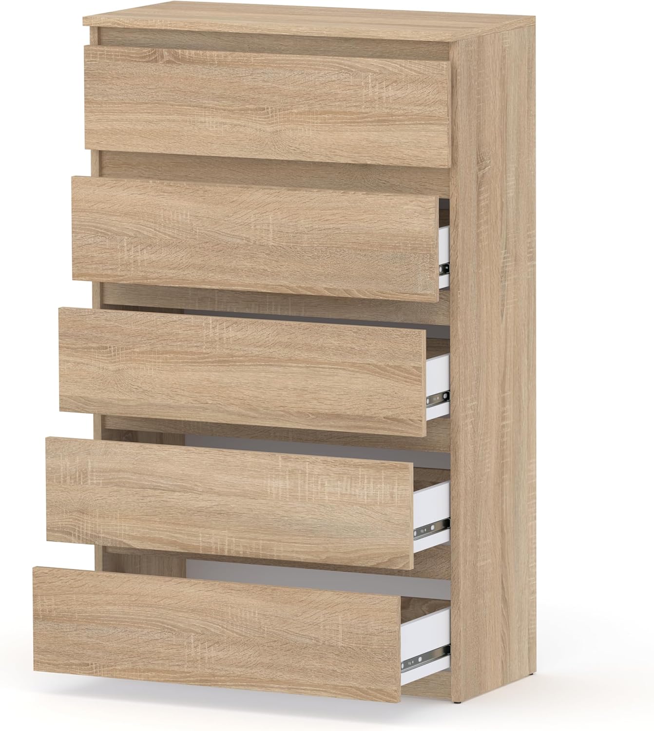 Kommode mit 5 Schubladen - Holz Sideboard 70x115x33,5 cm (B/H/T) - Schmale Kommode für Schlafzimmer & Flur - Regal mit Schubladen - Schrank mit Schubladen - Modernes Möbelstück (Sonoma)