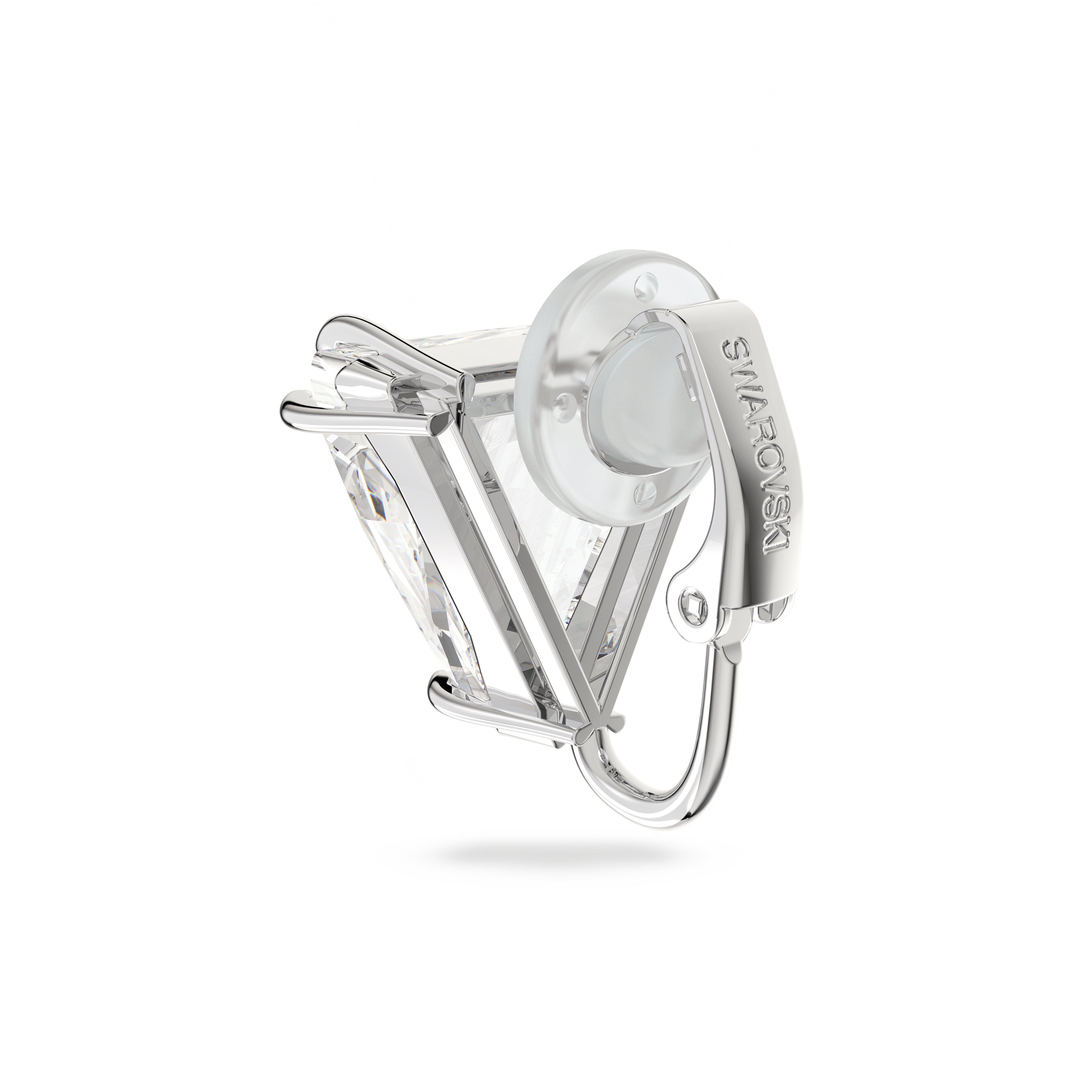 Swarovski Mesmera clip earring, Single, Triangle cut, White, Rhodium plated