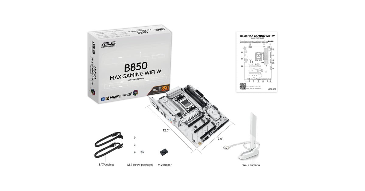 ASUSB850 MAX GAMING WIFI W socket AM5 moederbord  (2.5Gb-LAN, Wi-Fi 6E, BT, Sound, ATX)