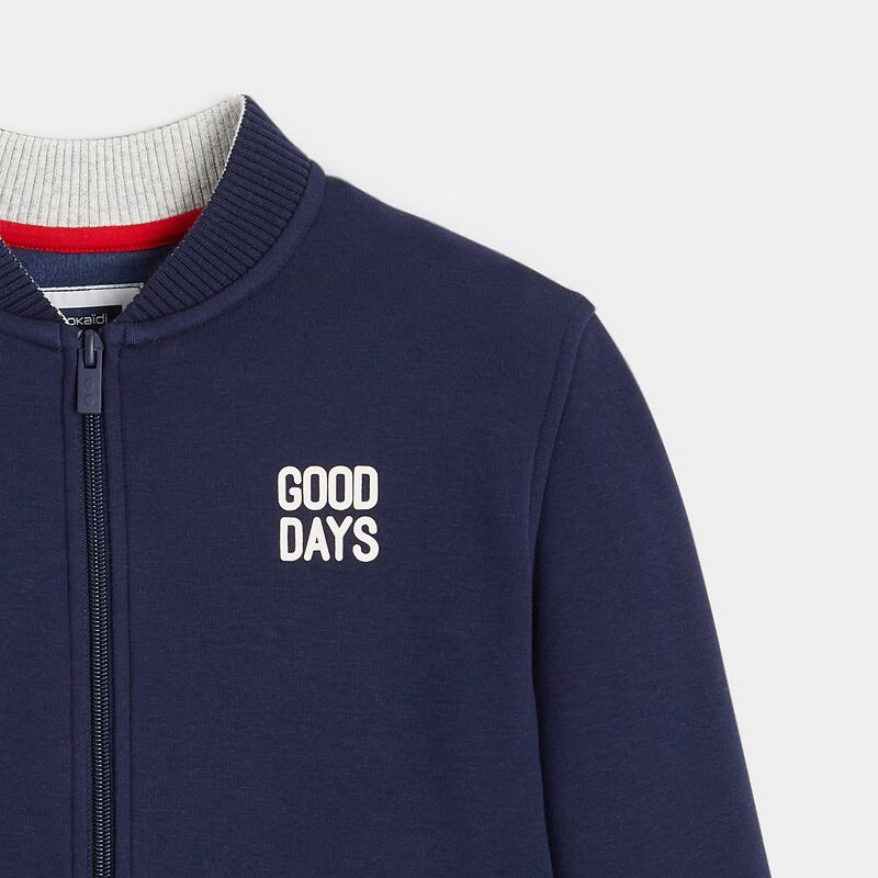 Sweat teddy zippé bleu marine Garçon