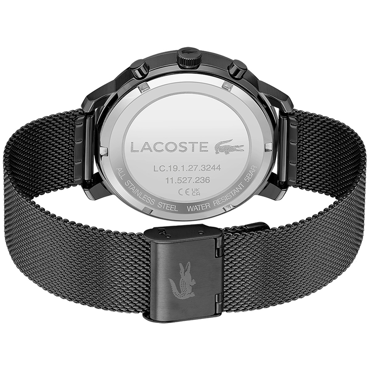 Montre Lacoste homme  acier noir maille milanaise