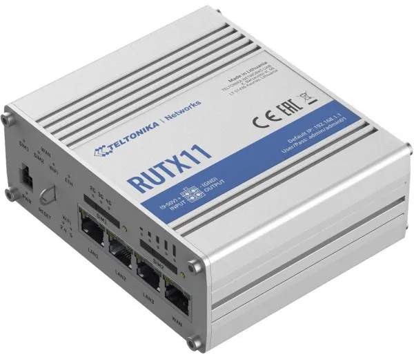 Teltonika RUTX11 - Trådløs router - WWAN 4-port switch - 1GbE - Wi-Fi 5 - DIN monterbar på skinne