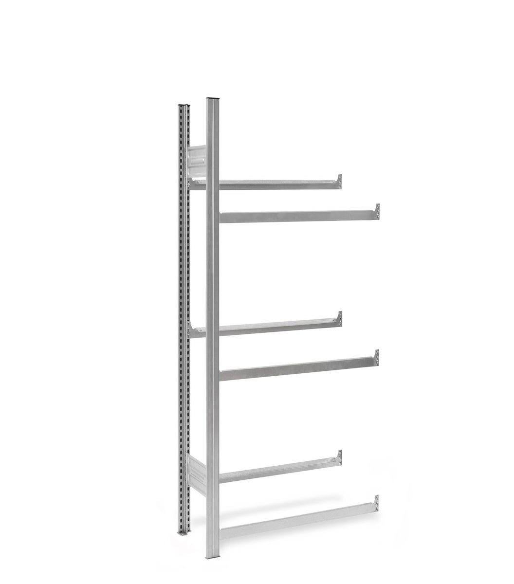 PROREGAL Drankkrattenrek, insteeksysteem, T-profiel, opzetplank, HxBxD 175 x 75 x 30 cm, plankbelasting 100 kg, 3 niveaus voor 6 drankkratten, verzinkt
