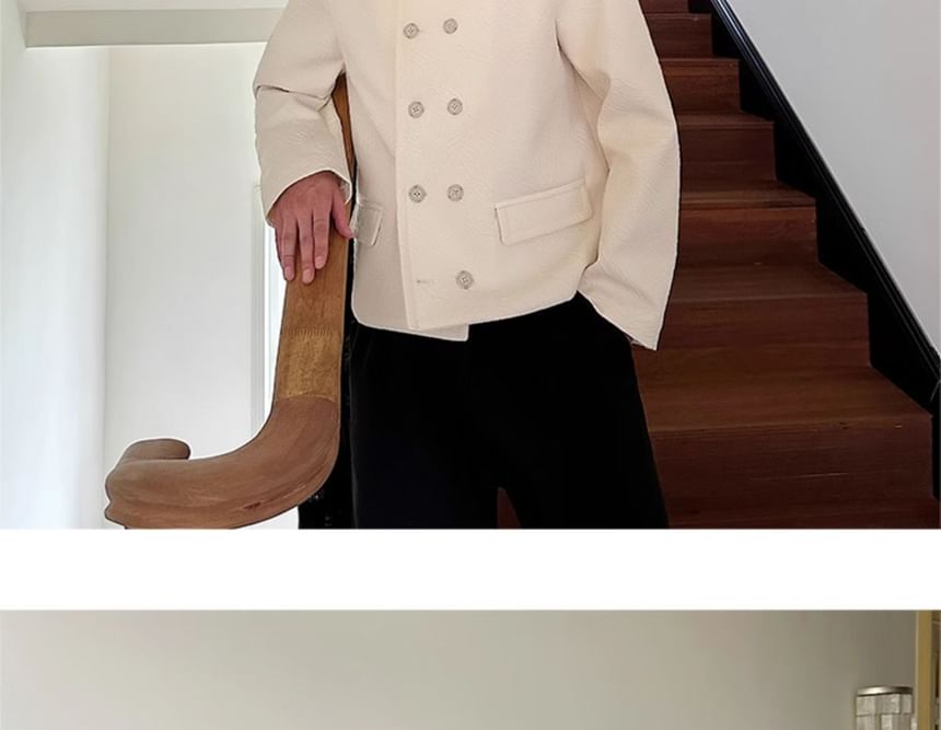 Bjorn - Ronde hals, effen, getextureerd dubbelrijs jasje