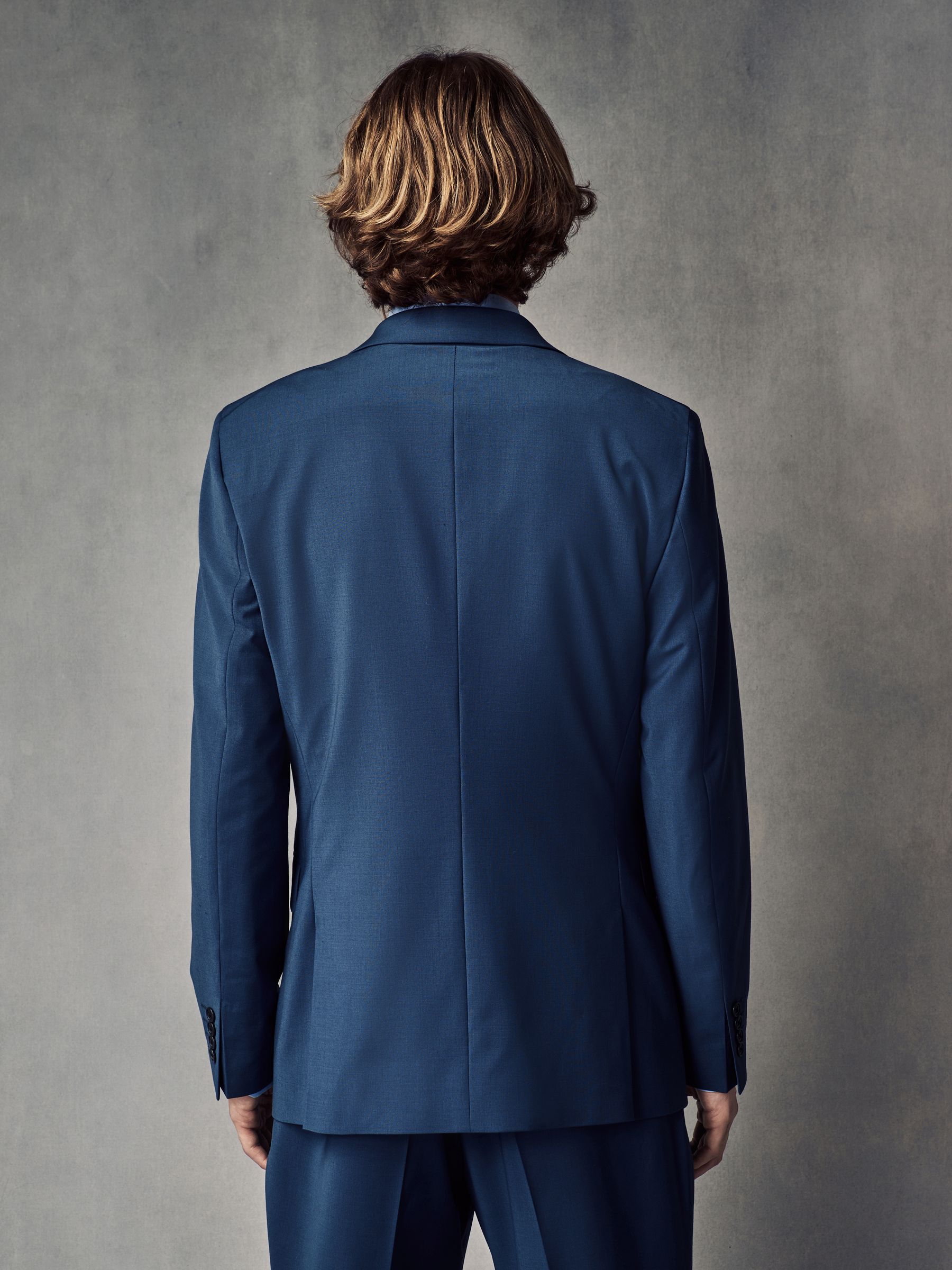 Blauw - Slim fit Jack van wol Blend Motionflex Pak