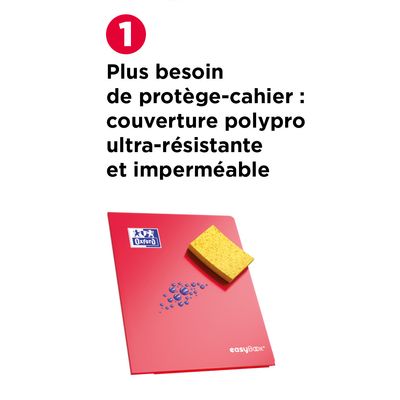 Oxford Easybook - Lot de 5 cahiers polypro 24 x 32 cm - 96 pages - grands carreaux (Seyes) - couleurs assorties