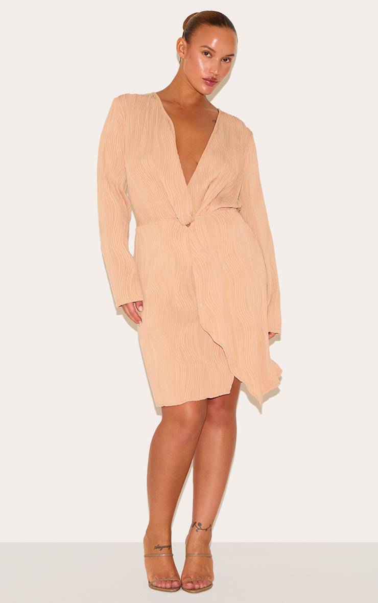 Gris Pierre Robe Grande Taille Plissée À Devant Cache-cœur