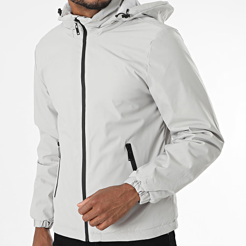 Veste Zippée Capuche Gris Clair