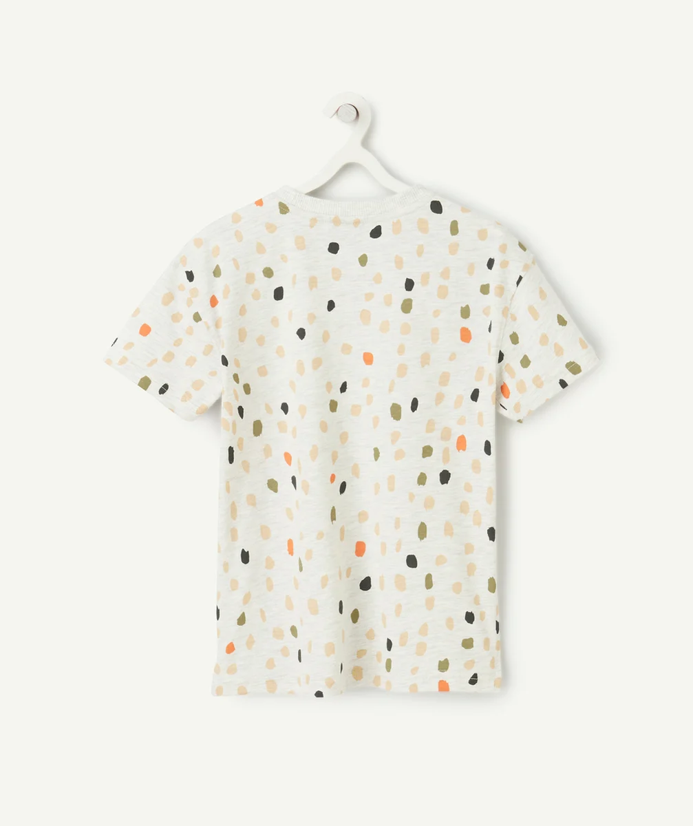 t-shirt garçon en coton biologique gris chiné imprimé taches colorées
