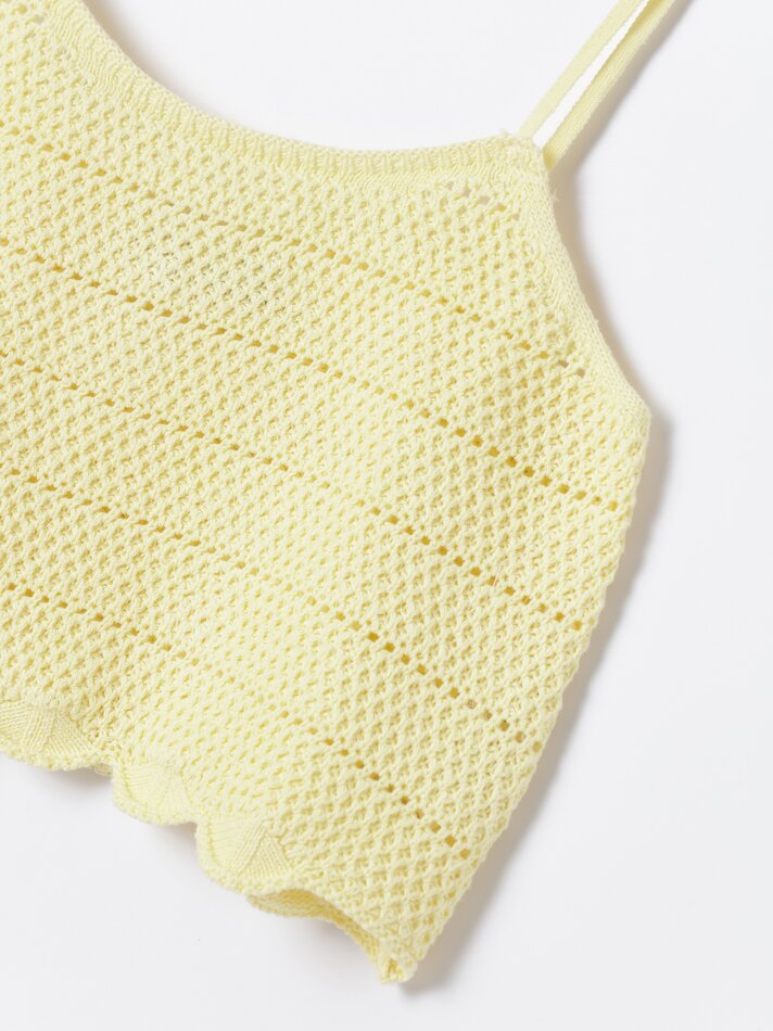 Top cropped de tricô - Amarelo