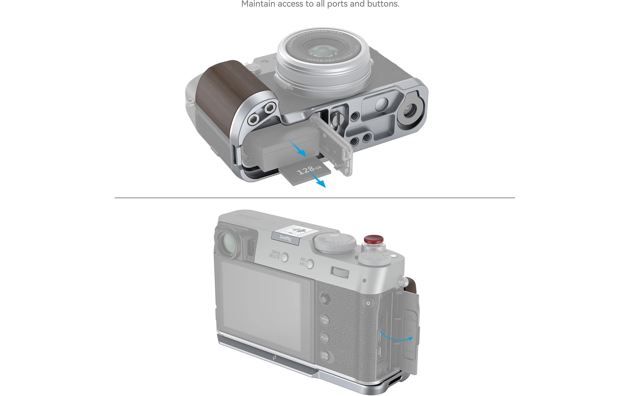 L-Winkel Fujifilm X100VI / X100V SilberL-förmiger Holzgriff für Fujifilm X100VI und X100V