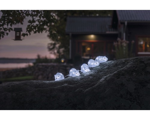 Konstsmide LED-acrylmuizen, set van 5, koel wit