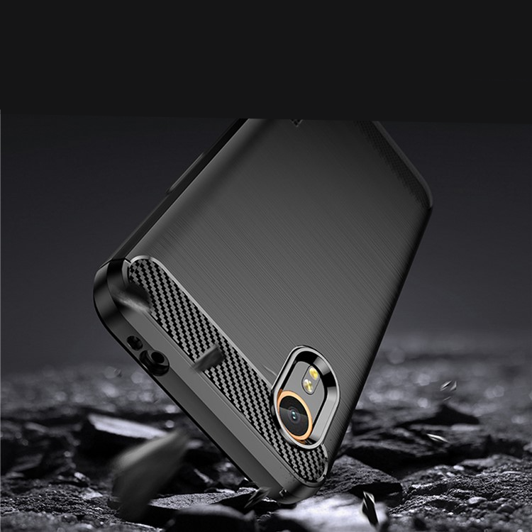 Samsung Galaxy Xcover 7 Gummi Case Schutzhülle Carbon Look - Schwarz