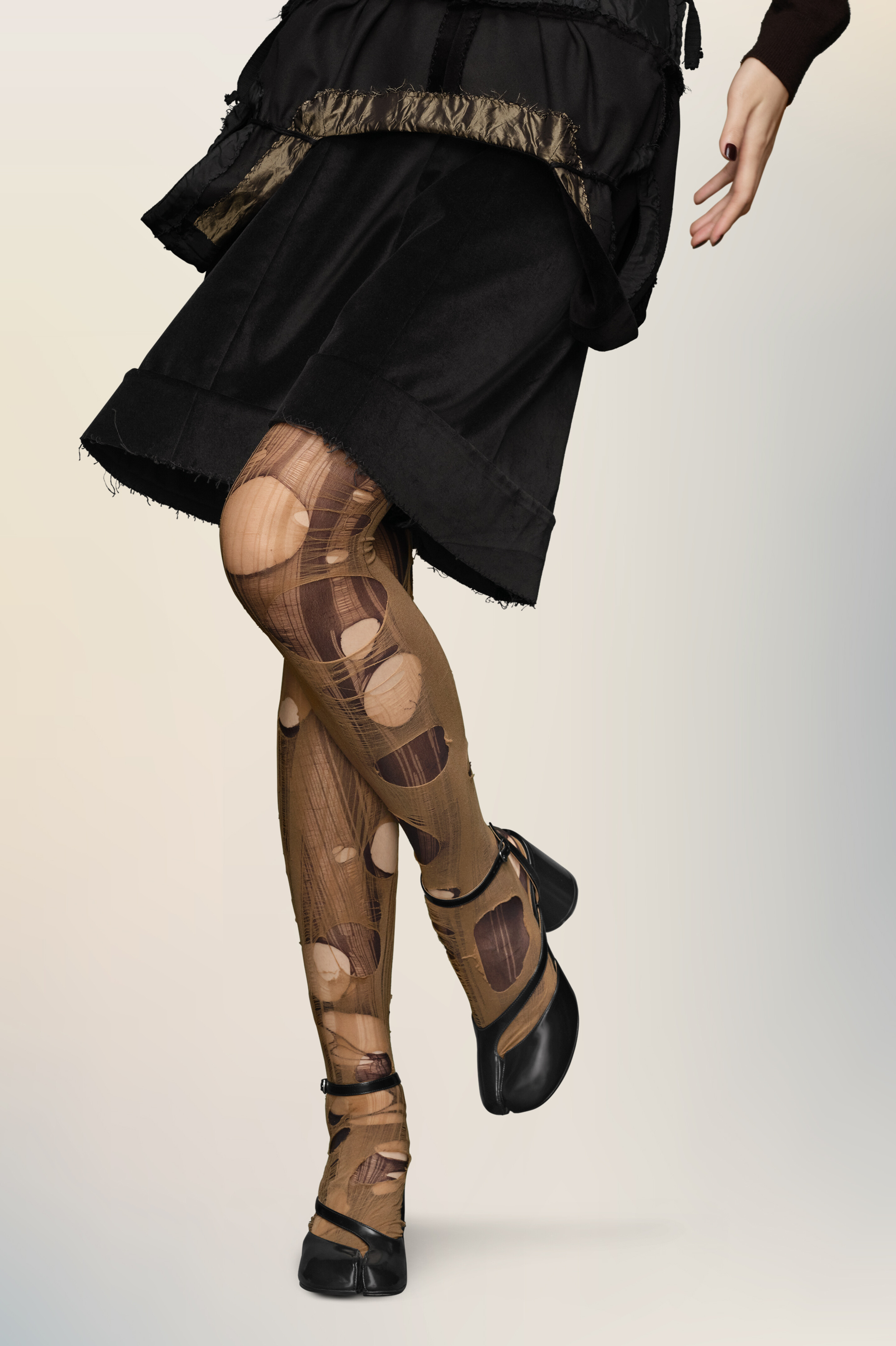 Sandales à talon Tabi noires en cuir pour femme Noir